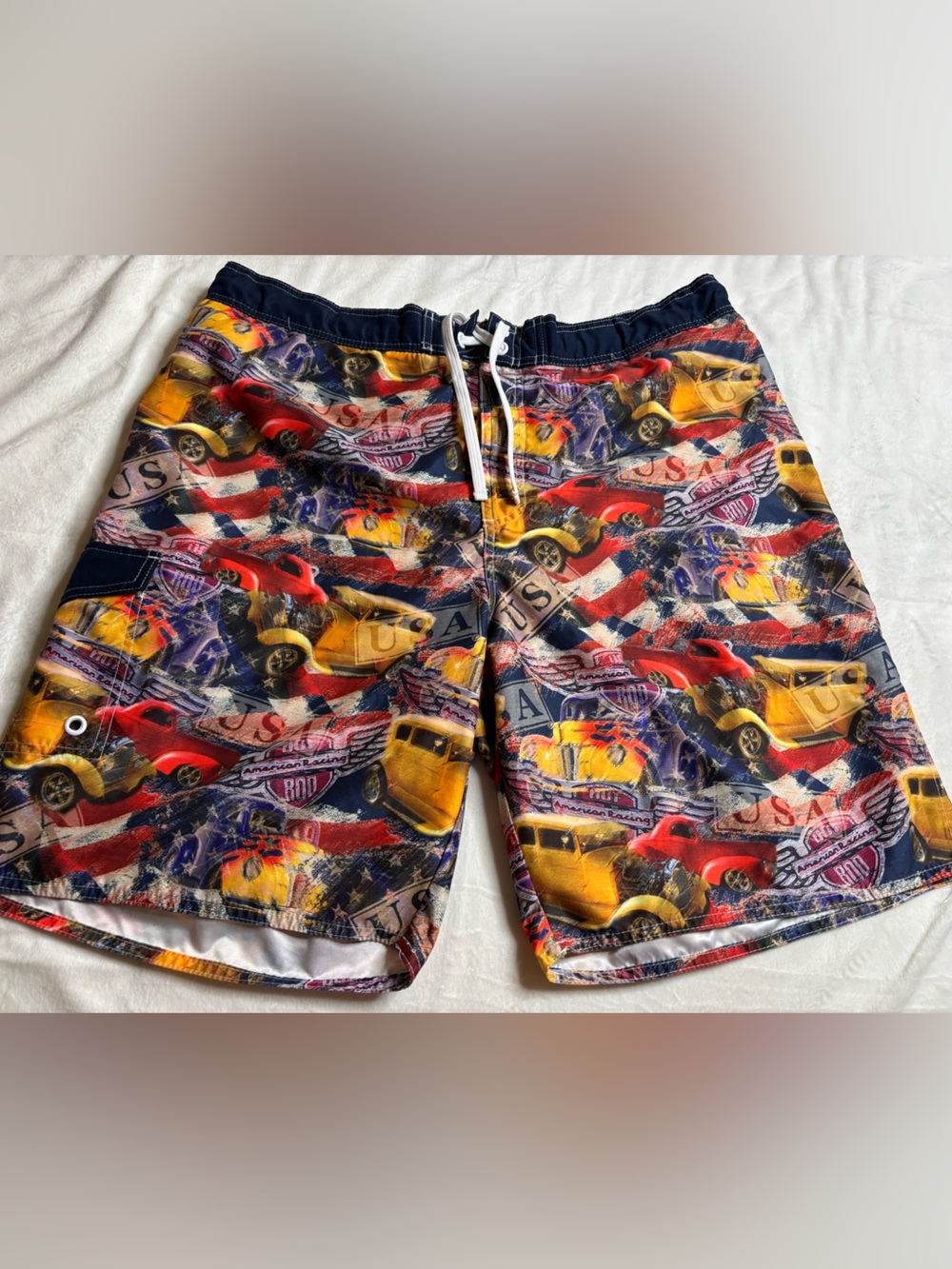Bass Pro Shops Navy and White Swim Trunks with Logo